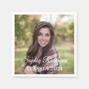 Servilleta De Papel Elegante Personalizado Foto de graduación 2024