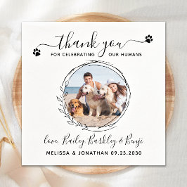 Servilleta De Papel Elegante Personalizado Foto de perro Gracias Boda
