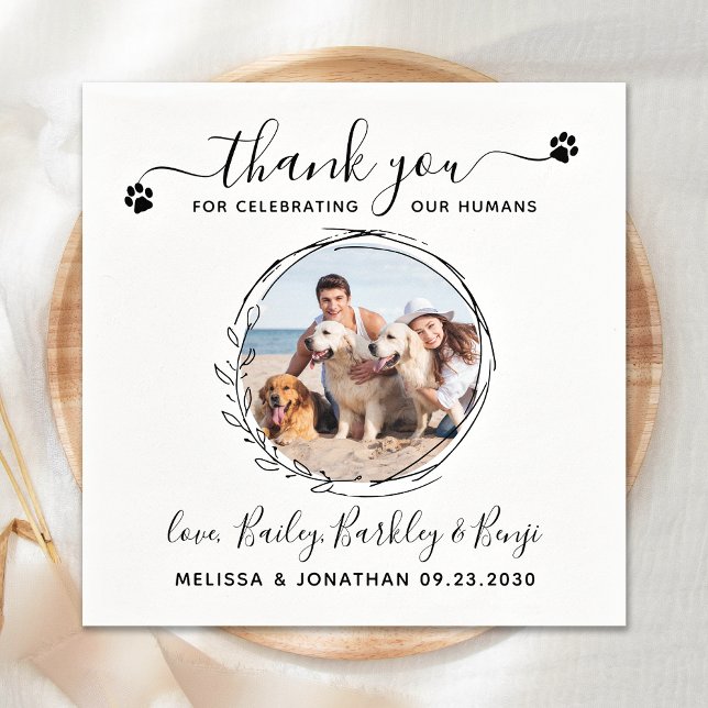 Servilleta De Papel Elegante Personalizado Foto de perro Gracias Boda  (Subido por el creador)
