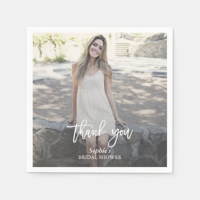 Servilleta De Papel Elegante Personalizado foto ducha de novia (Anverso)