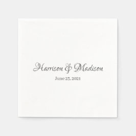Servilleta De Papel Elegante Personalizado gris oscuro Nombres Boda d