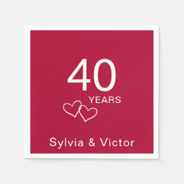 Servilleta De Papel Elegante Personalizado moderno Ruby Fiesta del 40°