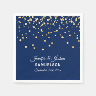 Servilleta De Papel Elegante Personalizado NAVY AZUL Gold Confetti Bod