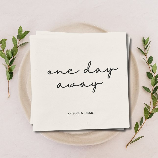 Servilleta De Papel Elegante Personalizado negro ensayando la cena a u (Elegant Black Custom Rehearsal Dinner One Day Away Napkins
)