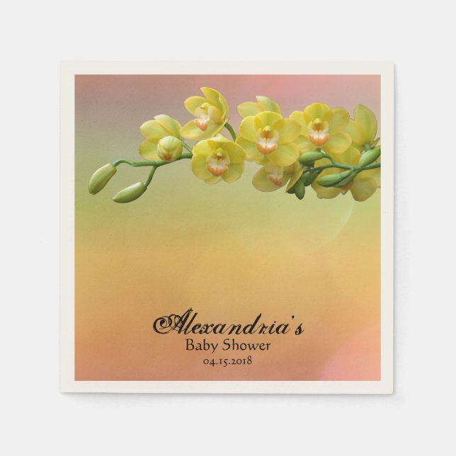 Servilleta De Papel Elegante Personalizado Orquídea Baby Shower (Anverso)