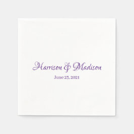 Servilleta De Papel Elegante Personalizado Purple Script Nombres Boda