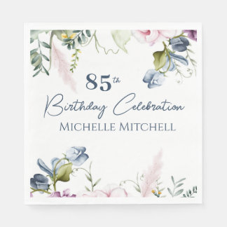 Servilleta De Papel Elegante Personalizado Rosa Azul 85º cumpleaños