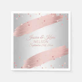 Servilleta De Papel Elegante Personalizado Rosa de oro Gris plateado B