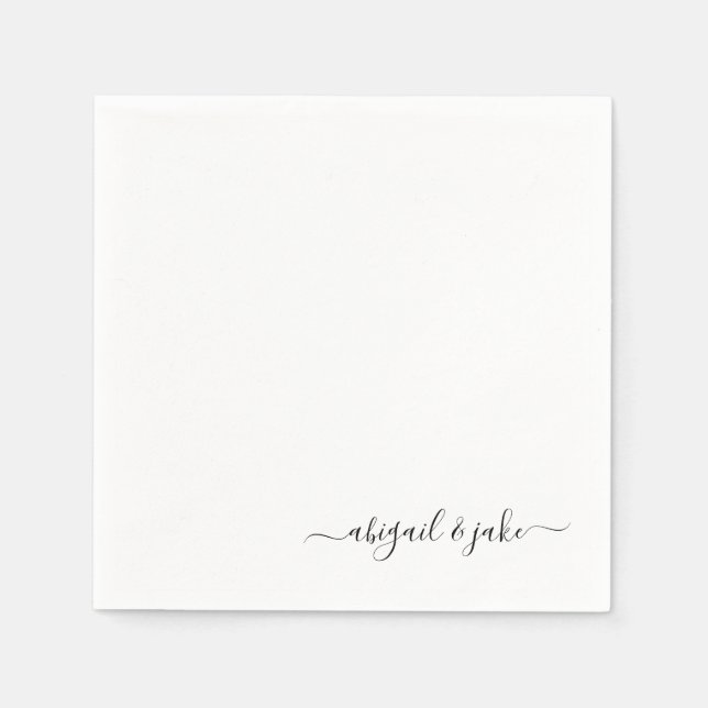 Servilleta De Papel Elegante Personalizado Script Pareja Nombres Bodas (Anverso)