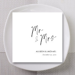Servilleta De Papel Elegante Personalizado Sr. y Sra. Boda Napkins