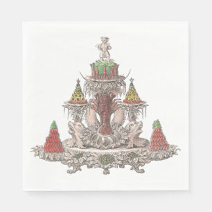 Servilleta De Papel Elegante pescado crudo francés vintage / hierba de