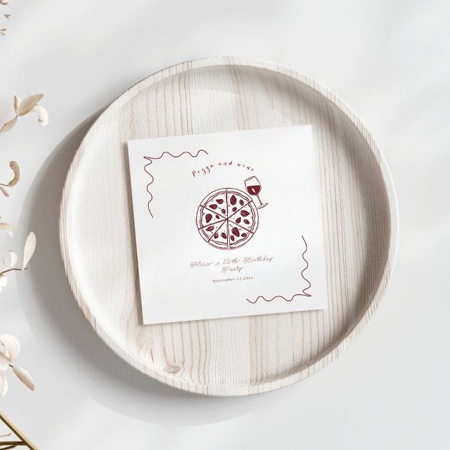 Servilleta De Papel Elegante pizza y cumpleaños de vino (Subido por el creador)
