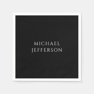 Servilleta De Papel Elegante Plano Negro Blanco Personalizado
