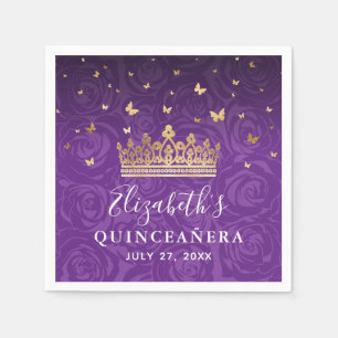 Servilleta De Papel Elegante plantilla de cumpleaños con corona de oro