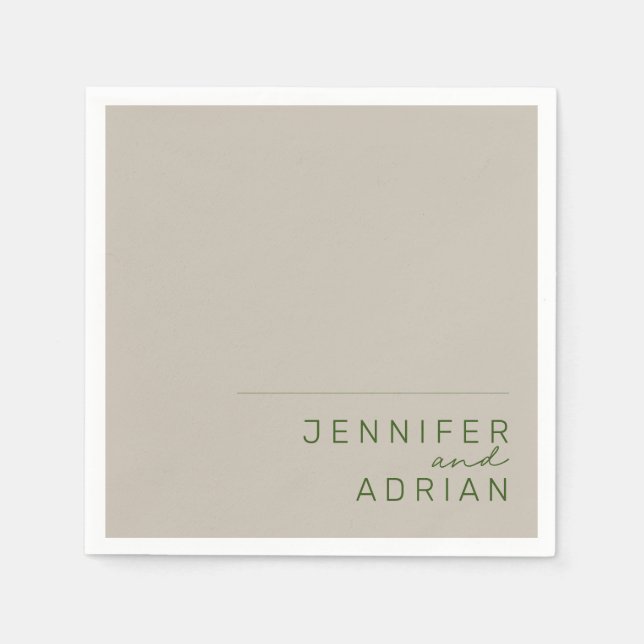 Servilleta De Papel Elegante Plata Pálida Plata Minimal Moderno Boda (Anverso)