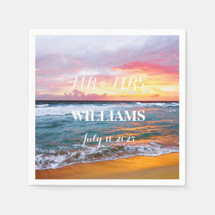 Servilleta De Papel Elegante Playa Sunset Tropical Verano Elegante