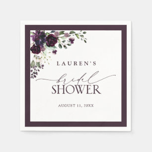Servilleta De Papel Elegante Plum Purple Watercolor Bridal Shower