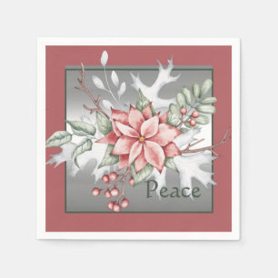 Servilleta De Papel Elegante poinsettia de acuarela Navidad personaliz