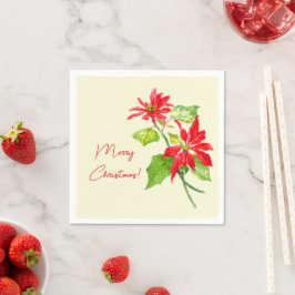 Servilleta De Papel Elegante poinsettia vintage Feliz Navidad