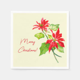 Servilleta De Papel Elegante poinsettia vintage Feliz Navidad