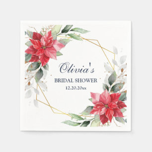 Servilleta De Papel Elegante Poinsettia Winter Greenery Bridal Shower