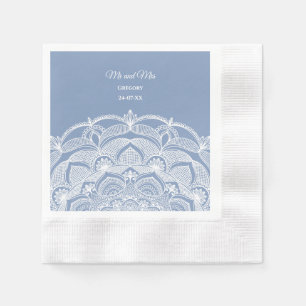 Servilleta De Papel Elegante polvoriento azul encaje mandala clásico