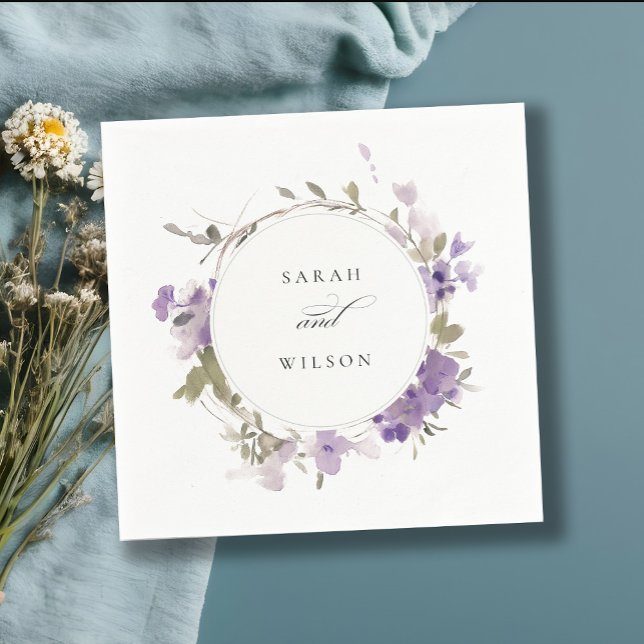 Servilleta De Papel Elegante pradera rústica Lilac Floral Wreath Boda (Subido por el creador)