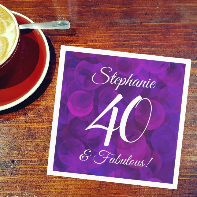 Servilleta De Papel Elegante púrpura 40 y fabulosa fiesta de cumpleaño (Subido por el creador)