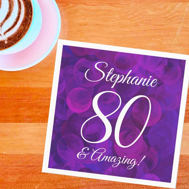 Servilleta De Papel Elegante púrpura 80 y asombrosa fiesta de cumpleañ (Subido por el creador)
