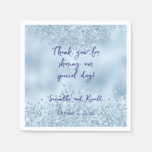 Servilleta De Papel Elegante Purpurina azul bebé y Boda de Relieve met