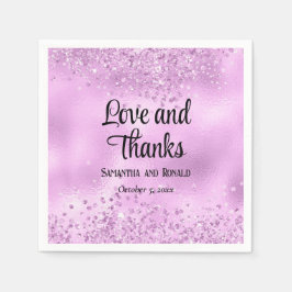 Servilleta De Papel Elegante Purpurina de Faux Lilac y Boda de Relieve