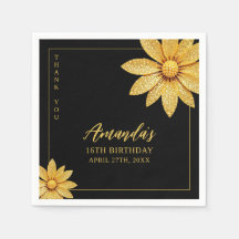 Elegante Purpurina de oro dulce de flores 16 cumpl