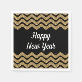 Servilleta De Papel Elegante Purpurina de oro estriba Año Nuevo