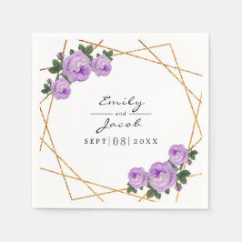 Servilleta De Papel Elegante Purpurina de oro Wed Floral Geométrica Pú