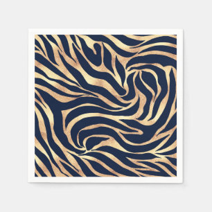 Servilleta De Papel Elegante Purpurina dorado Zebra Nay-Blue Animal Pr