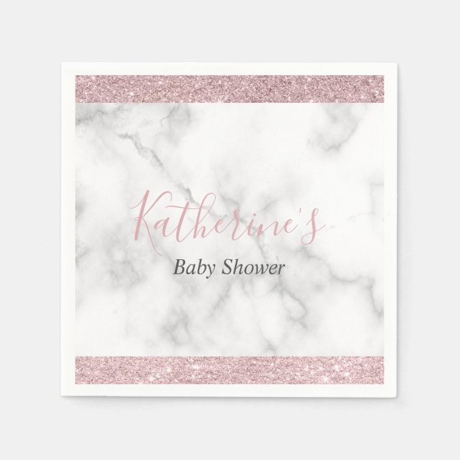 Servilleta De Papel Elegante purpurina rosa dorado ducha de bebé de má (Anverso)