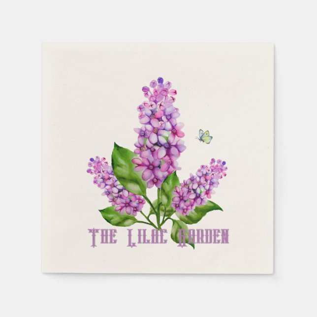 Servilleta De Papel Elegante rama lila acuarela (Anverso)