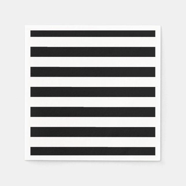 Servilleta De Papel Elegante raya negra y blanca (Anverso)