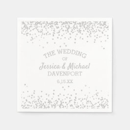 Servilleta De Papel Elegante recepción de boda Purpurina blanca y plat