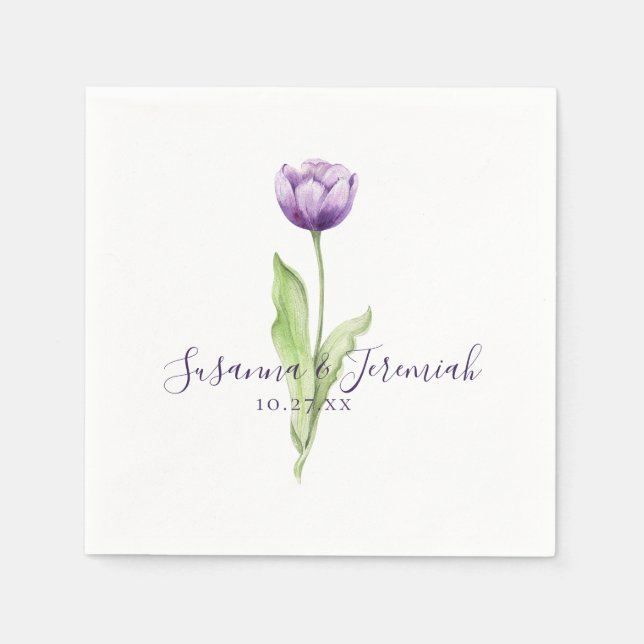 Servilleta De Papel Elegante recepción Purple Tulip Wedding (Anverso)