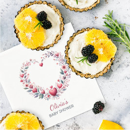 Servilleta De Papel Elegante Red Floral Heart Baby Shower