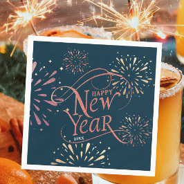 Servilleta De Papel Elegante Relieve metalizado dorado de Año Nuevo Fe