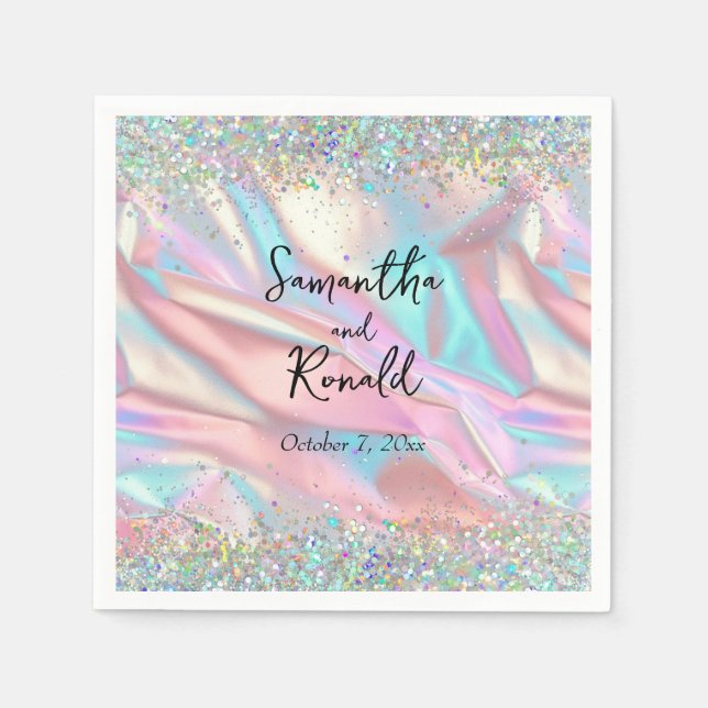 Servilleta De Papel Elegante Relieve metalizado iridiscente Faux y Bod (Anverso)