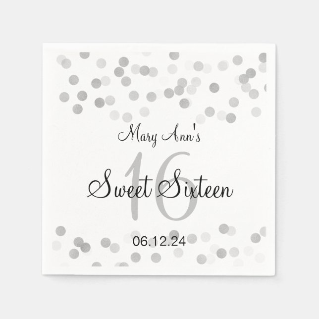 Servilleta De Papel Elegante Relieve metalizado plateado dulce 16 luce (Anverso)