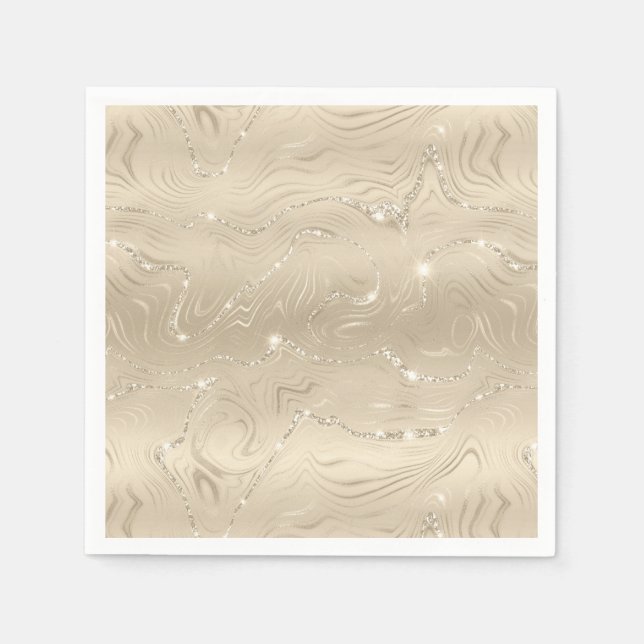 Servilleta De Papel Elegante Relieve metalizado Sandy Gold Faux (Anverso)