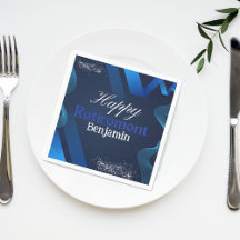 Elegante retiro feliz azul y blanco moderno