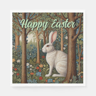 Servilleta De Papel Elegante retro boho conejo blanco woodland Pascua
