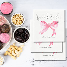 Servilleta De Papel Elegante Ribbon Bows Rosa y Baby Girl Baby Shower
