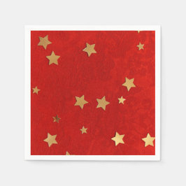 Servilleta de papel elegante roja con estrellas do