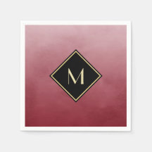 Elegante Rojo Cepillado Con Simple Monograma De Or